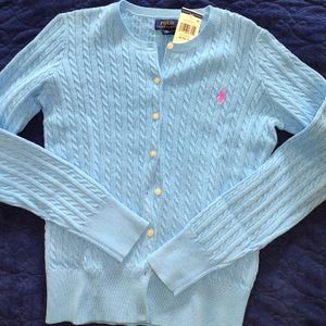 Girls Cable knit cardigan sweater